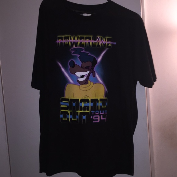 DISNEY POWERLINE CARTOON T-SHIRT WHITE MENS RETRO DISNEYLAND TEE